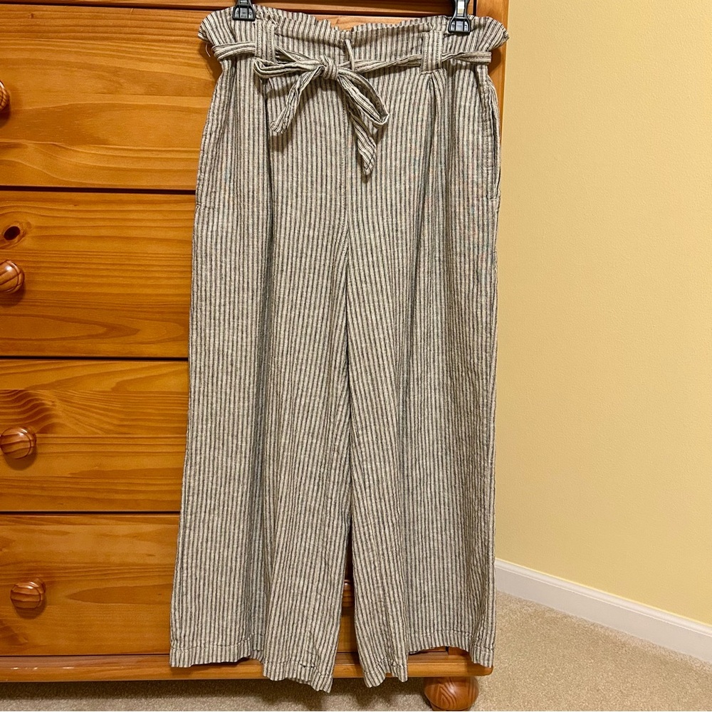 Max Studio wide leg linen cropped pants size M